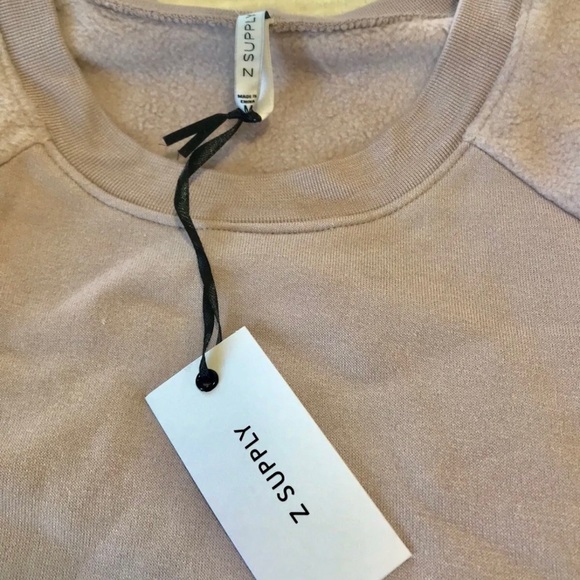 Z Supply Sold Out New Argo Fleece Pullover Soft Pink Sweatshirt Size Medium NWT - Picture 6 of 8